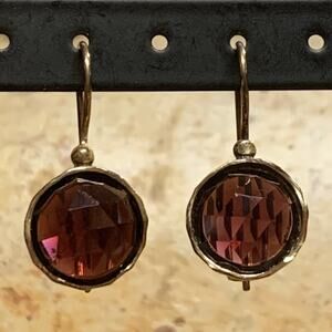 LIRM Gold over Sterling Silver and Garnet Drop Earrings Made in Israel